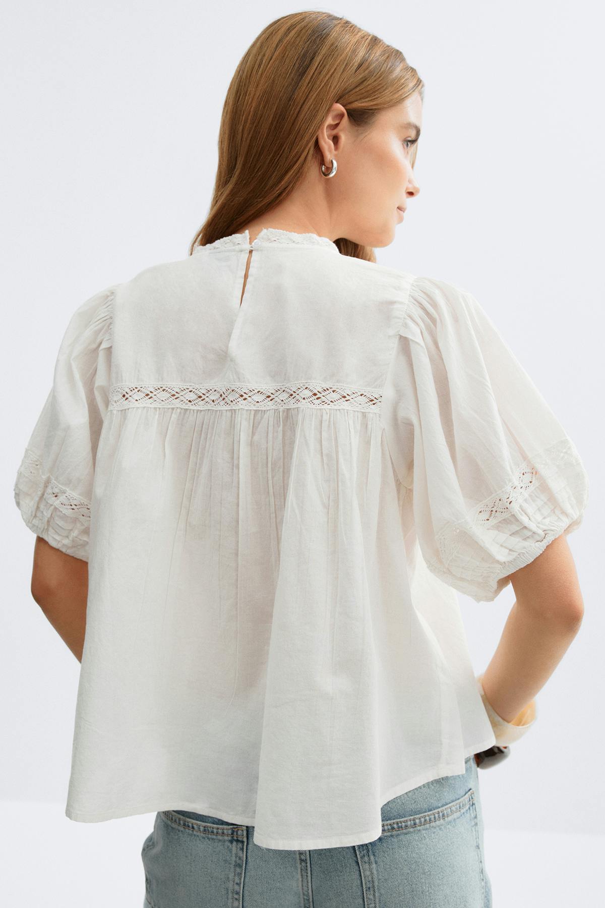Broderie anglaise blouse - Blanc cassé