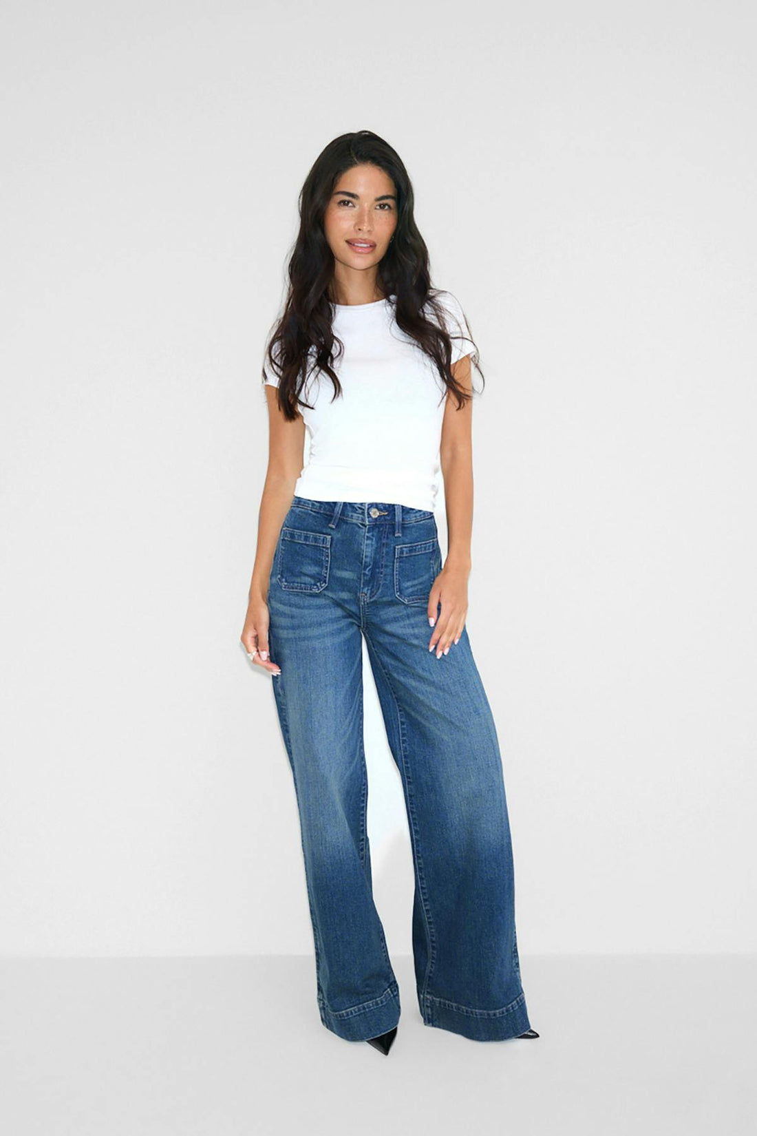 Waist hug flare jeans - Mid blue