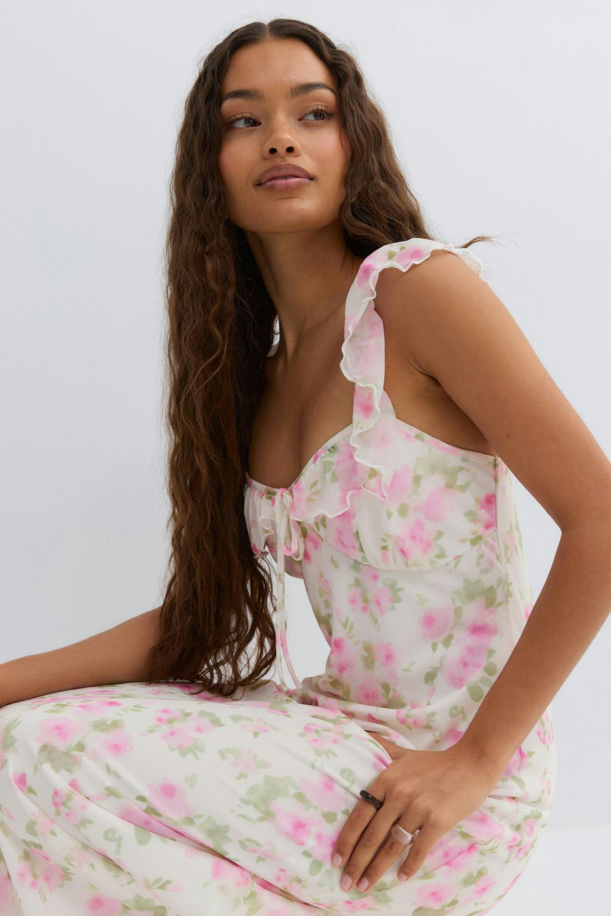 Frill maxi dress - Minirock/olive