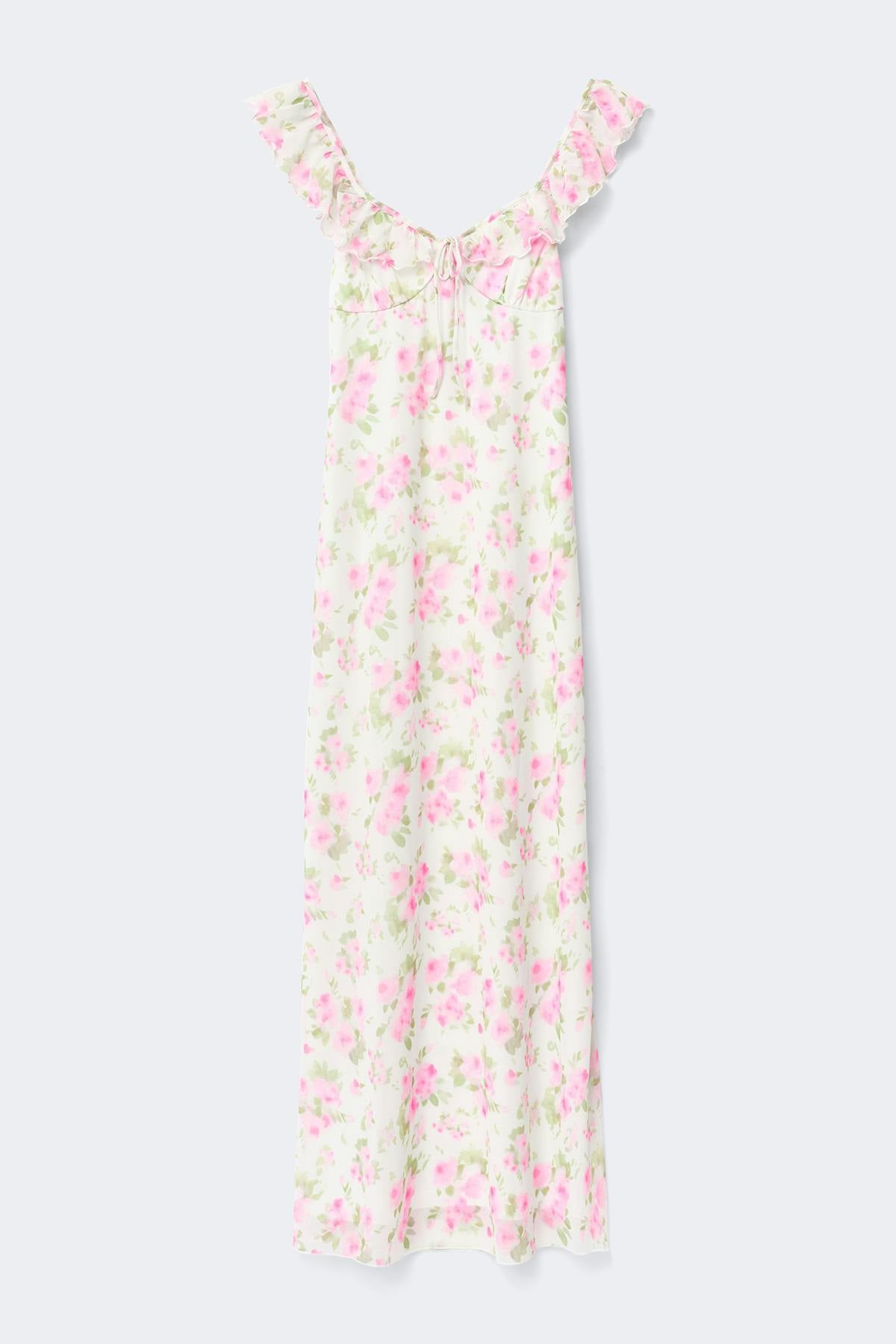 Frill maxi dress - Yellow dot
