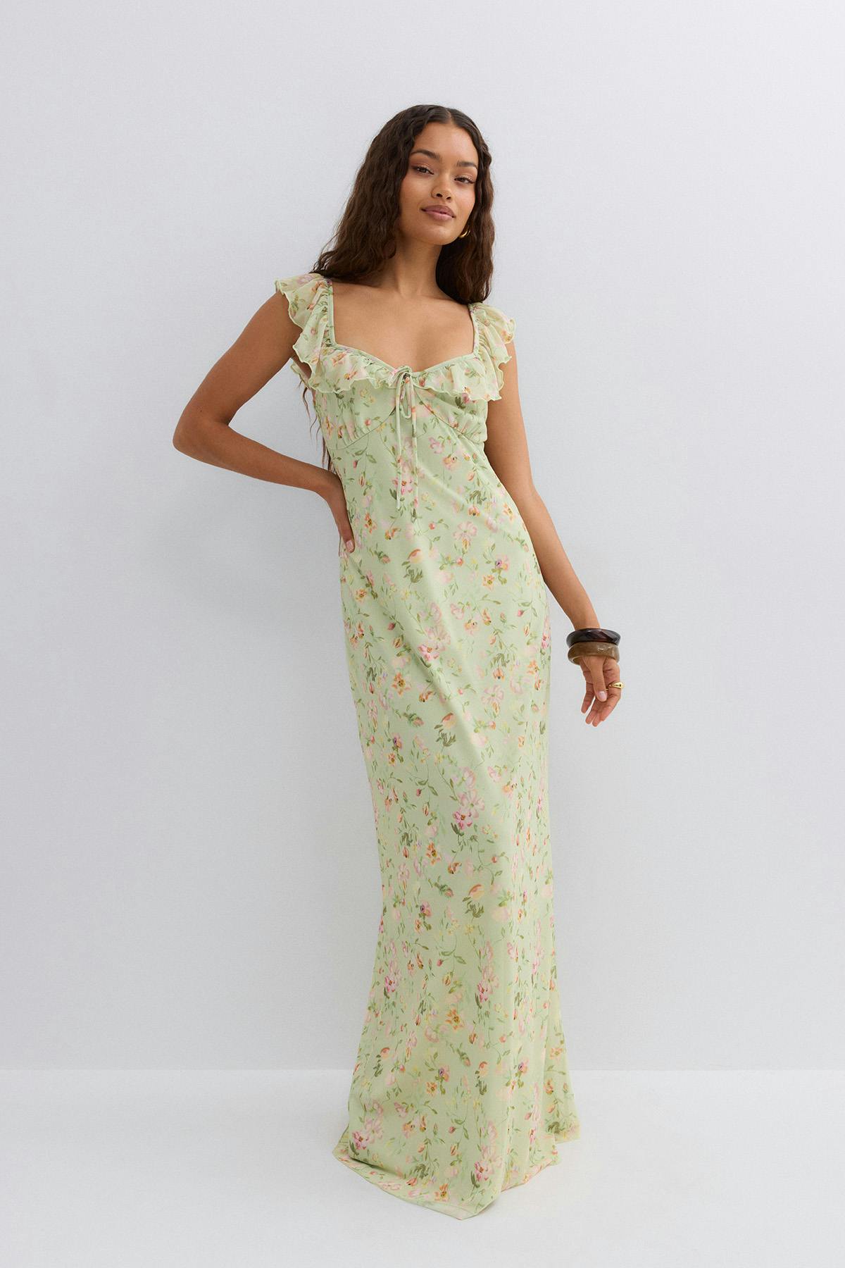 Frill maxi dress - Violet clair