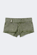 14+ pleated low denim shorts - Vert