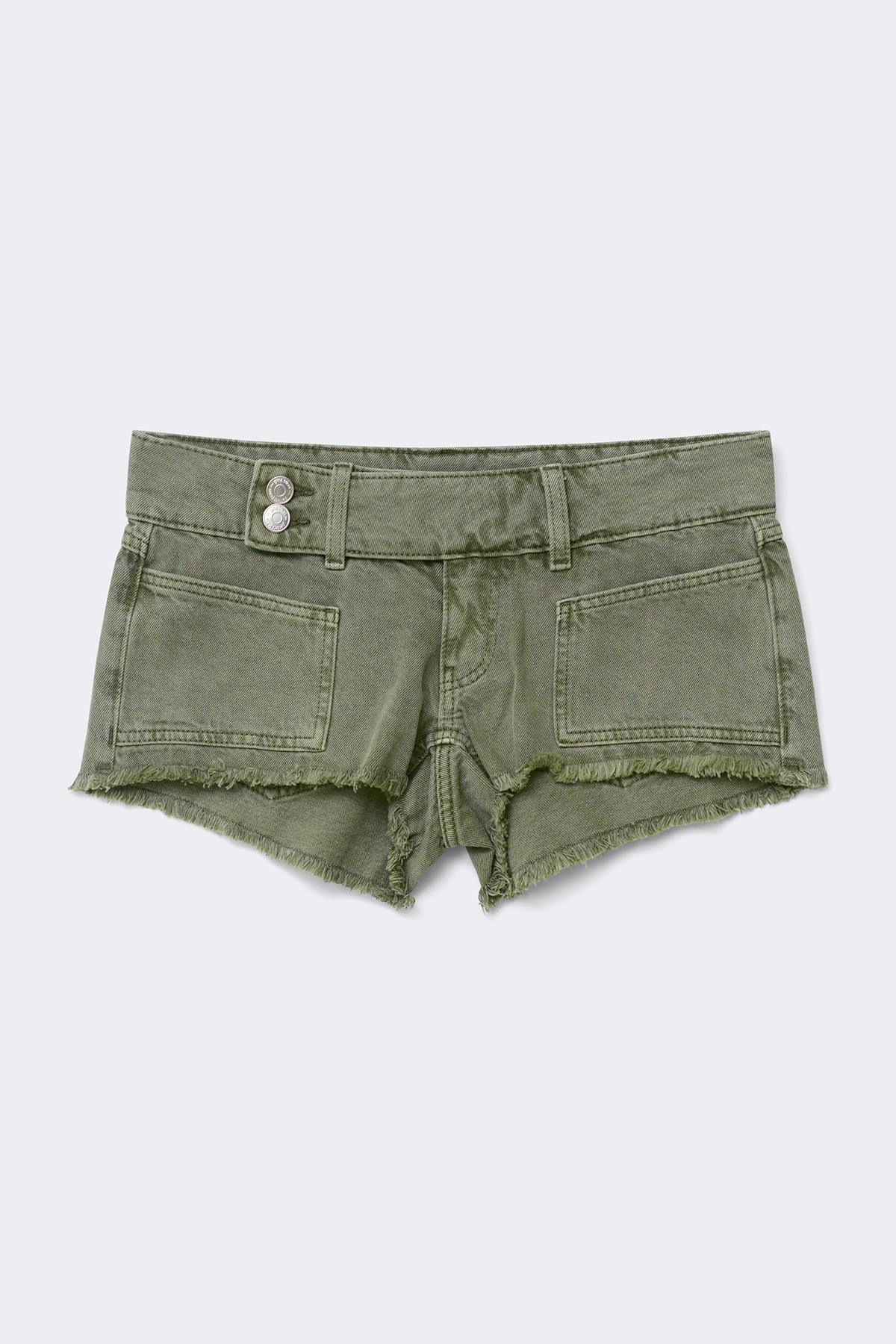 14+ pleated low denim shorts - Vert