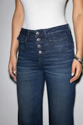 Waist hug flare jeans - Mid blue