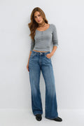 Rebell high wide jeans - Mid blue