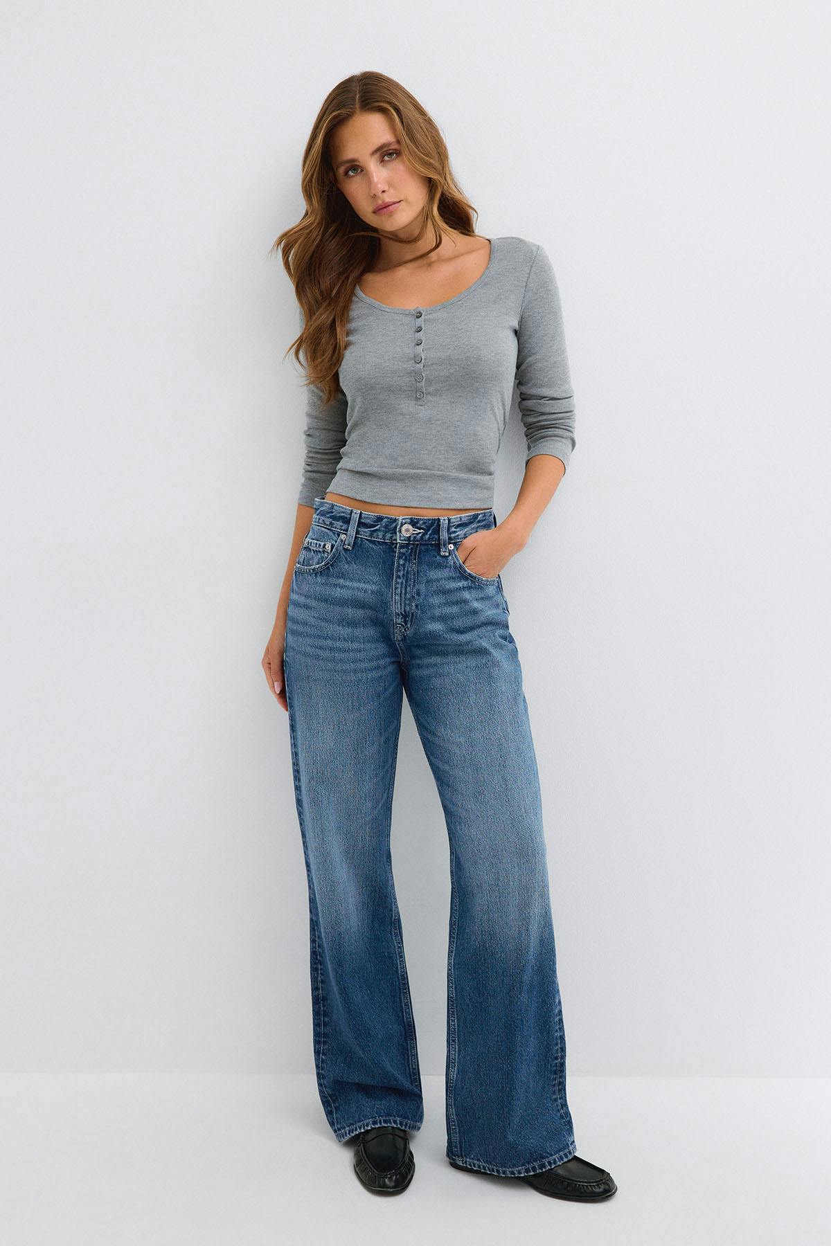 Rebell high wide jeans - Mid blue