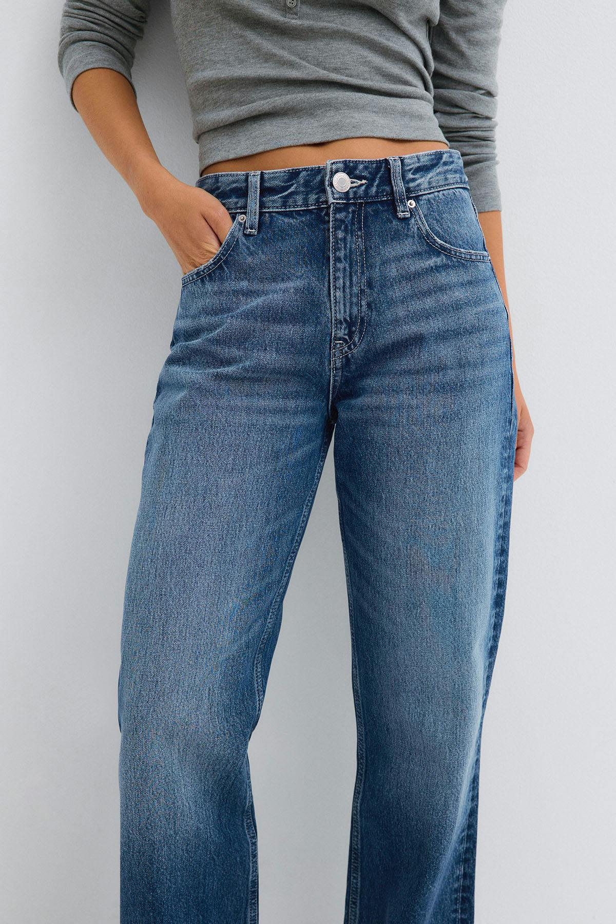 Rebell high wide jeans - Mid blue