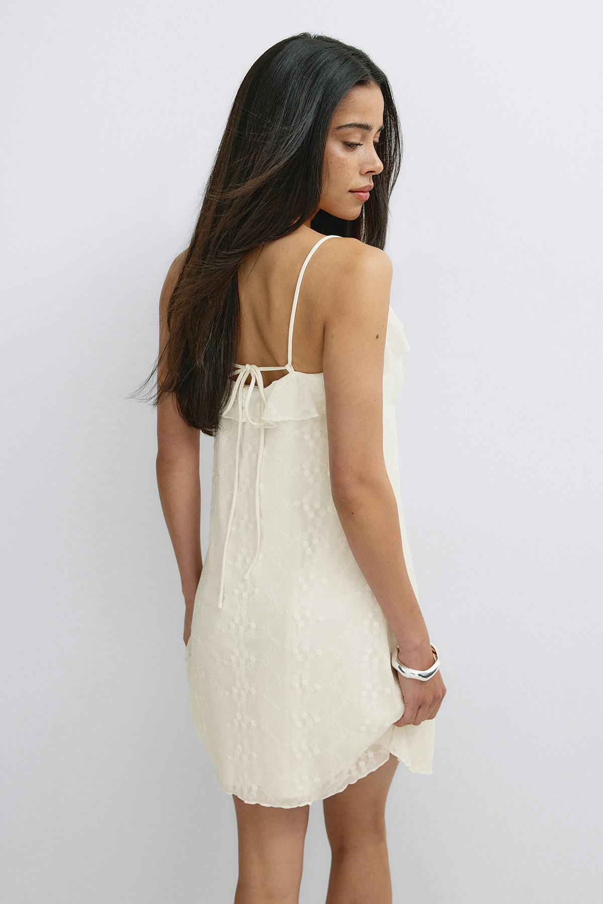 Floral mini strap dress - Marshmallow