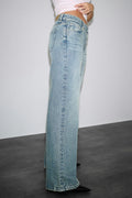 Rebel button wide jeans - Bleu