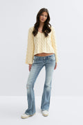 14+ cable knitted sweater - Jaune clair