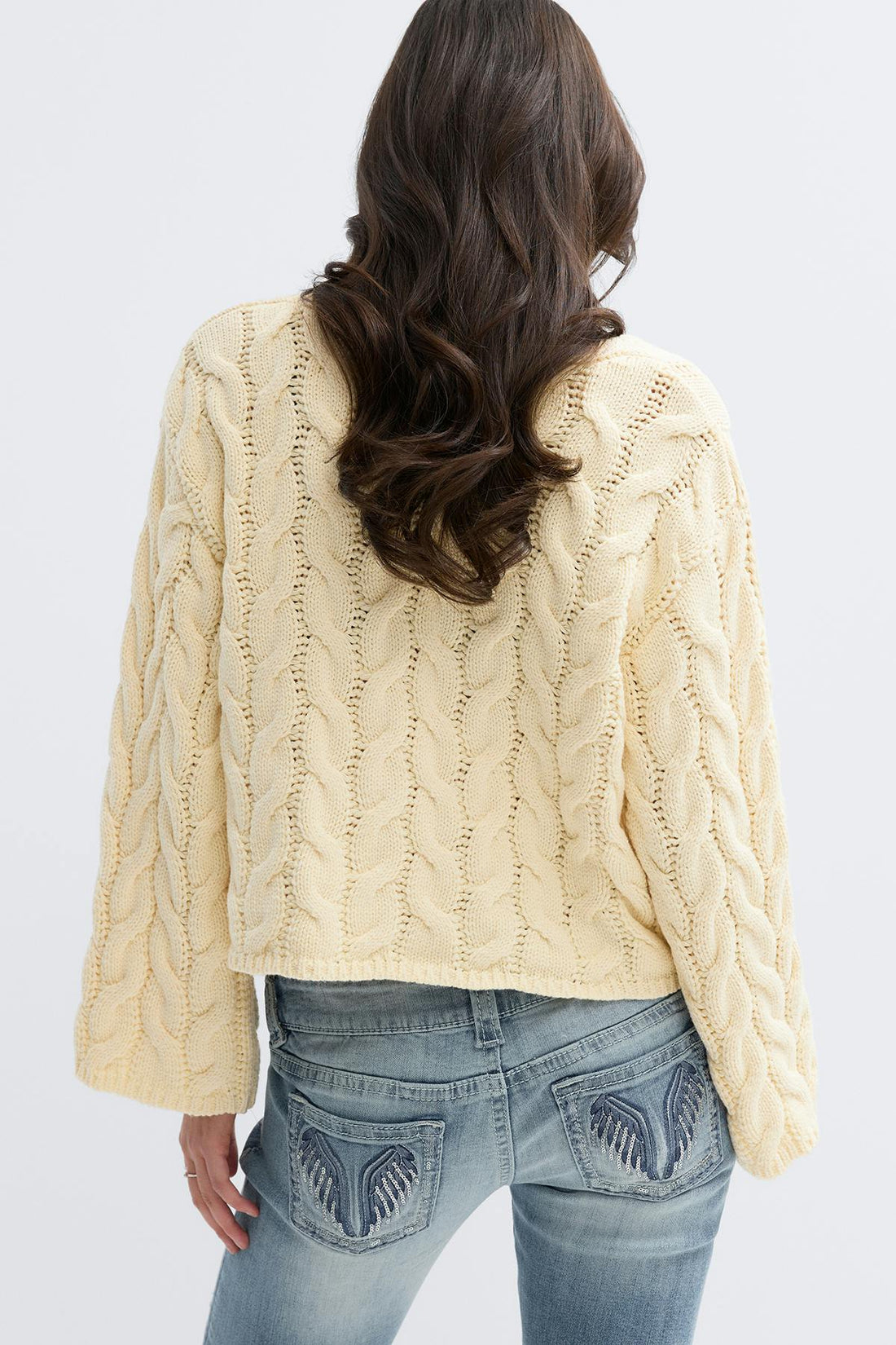 14+ cable knitted sweater - Jaune clair