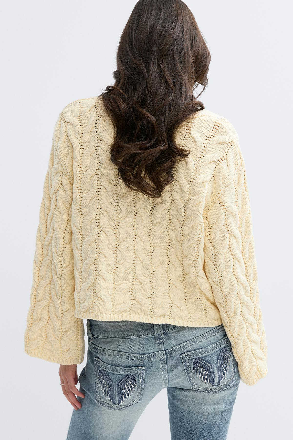 14+ cable knitted sweater - Jaune clair