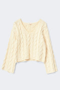 14+ cable knitted sweater - Jaune clair