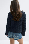 Y cable knitted sweater - Bleu marine