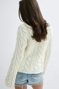 Y cable knitted cardigan - Gardenia