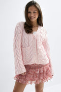 Y cable knitted cardigan - Ballet slipper