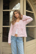 Y cable knitted cardigan - Ballet slipper