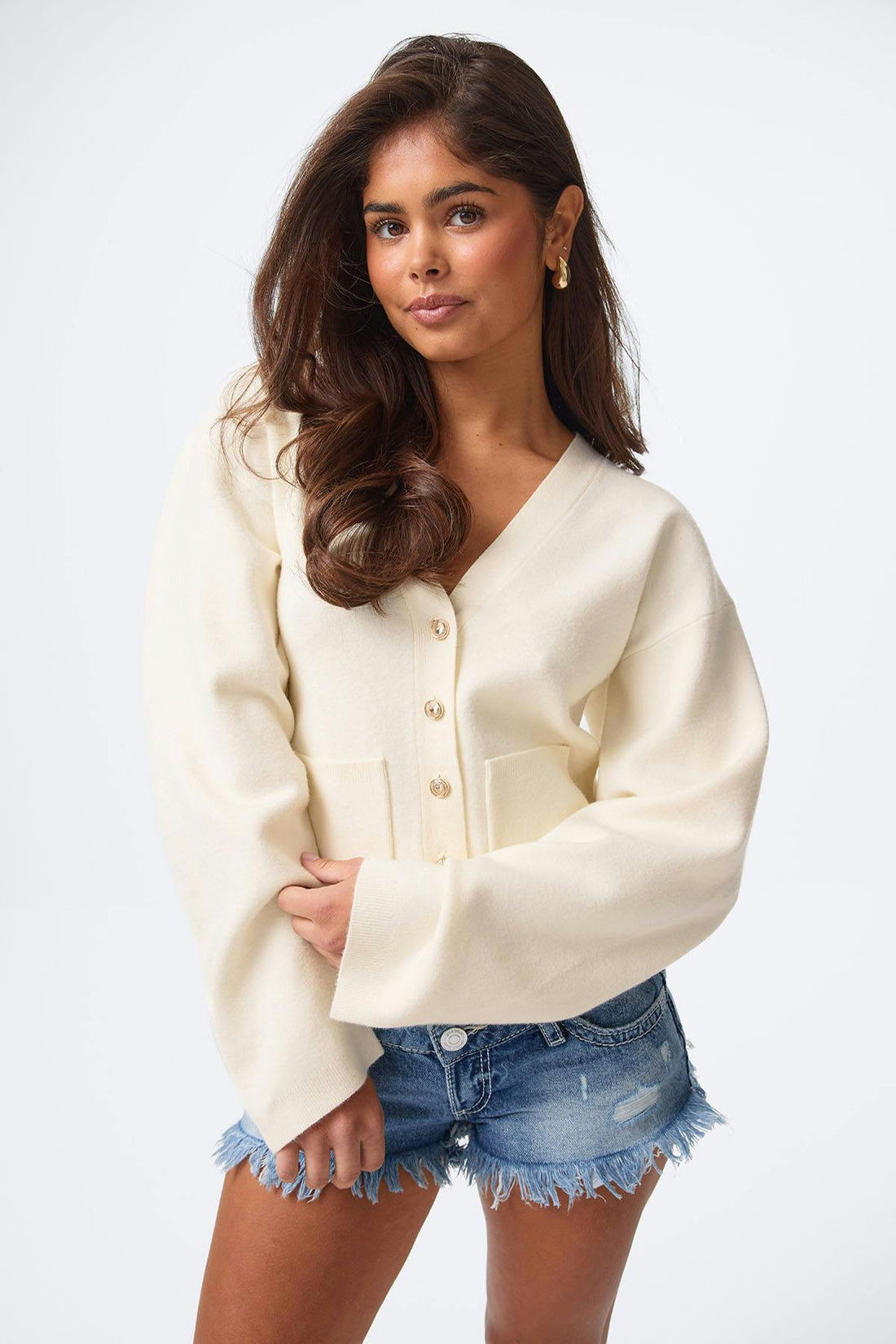 14+ sculpture knitted top - Gardenia
