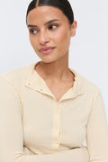 Button down funnel neck top - Gardenia