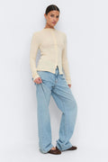 Button down funnel neck top - Gardenia