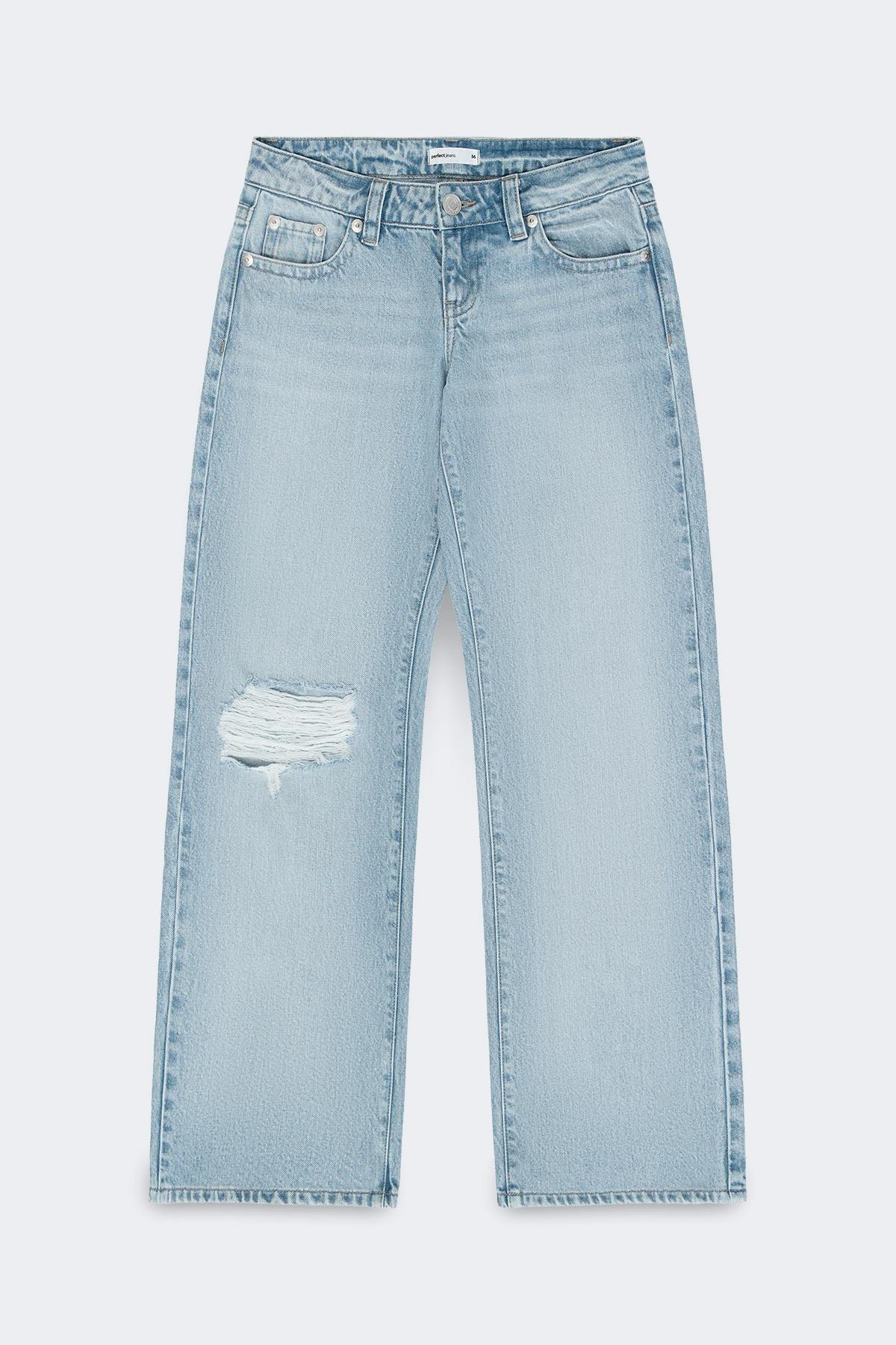Rebel low wide petite jeans - Bleu clair