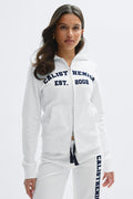14+ 2 way zip hoodie - Lt greym/print