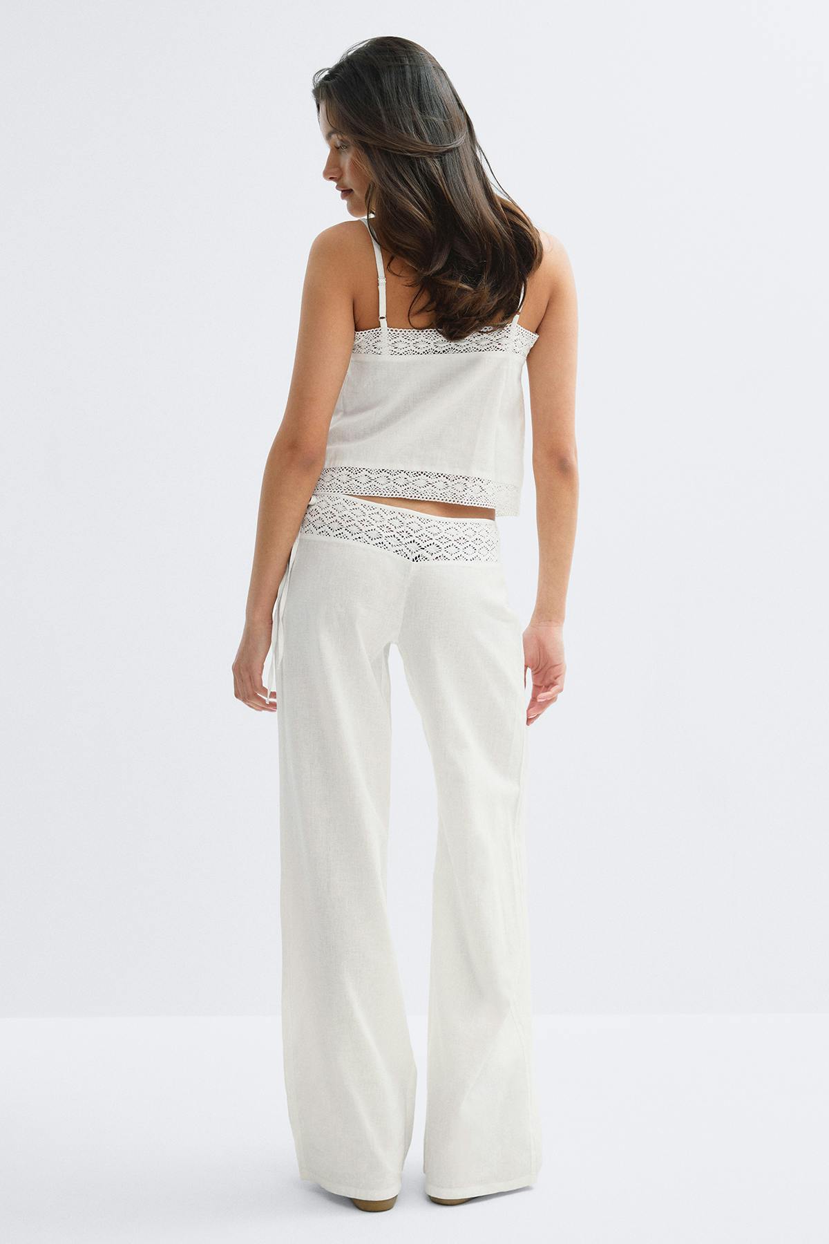 14+ linen blend trousers - Blanc