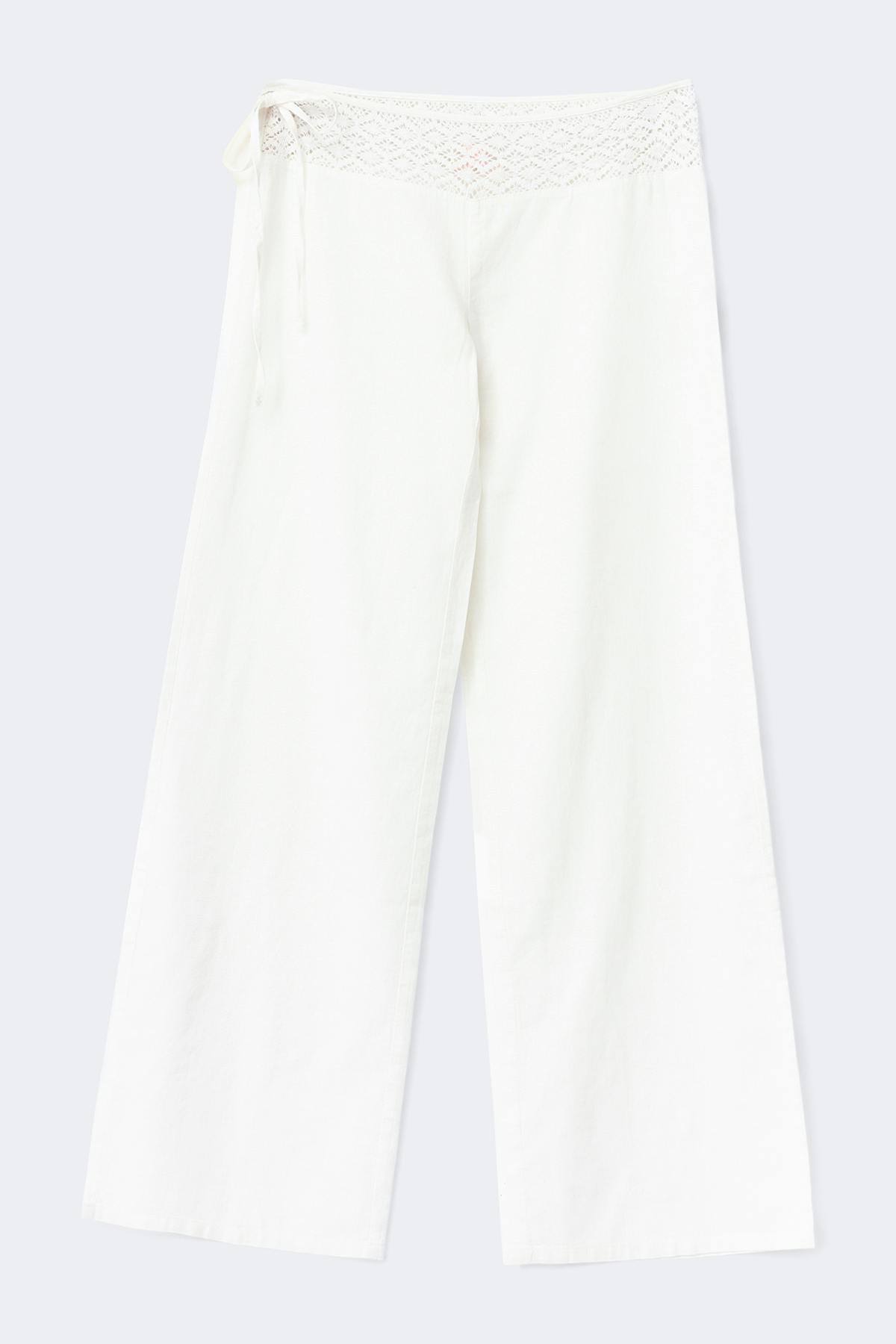14+ linen blend trousers - Blanc