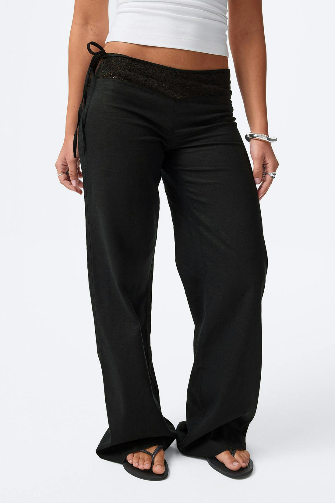 14+ linen blend trousers - Noir
