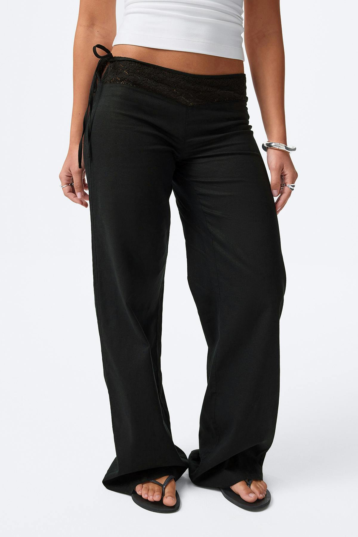 14+ linen blend trousers - Noir