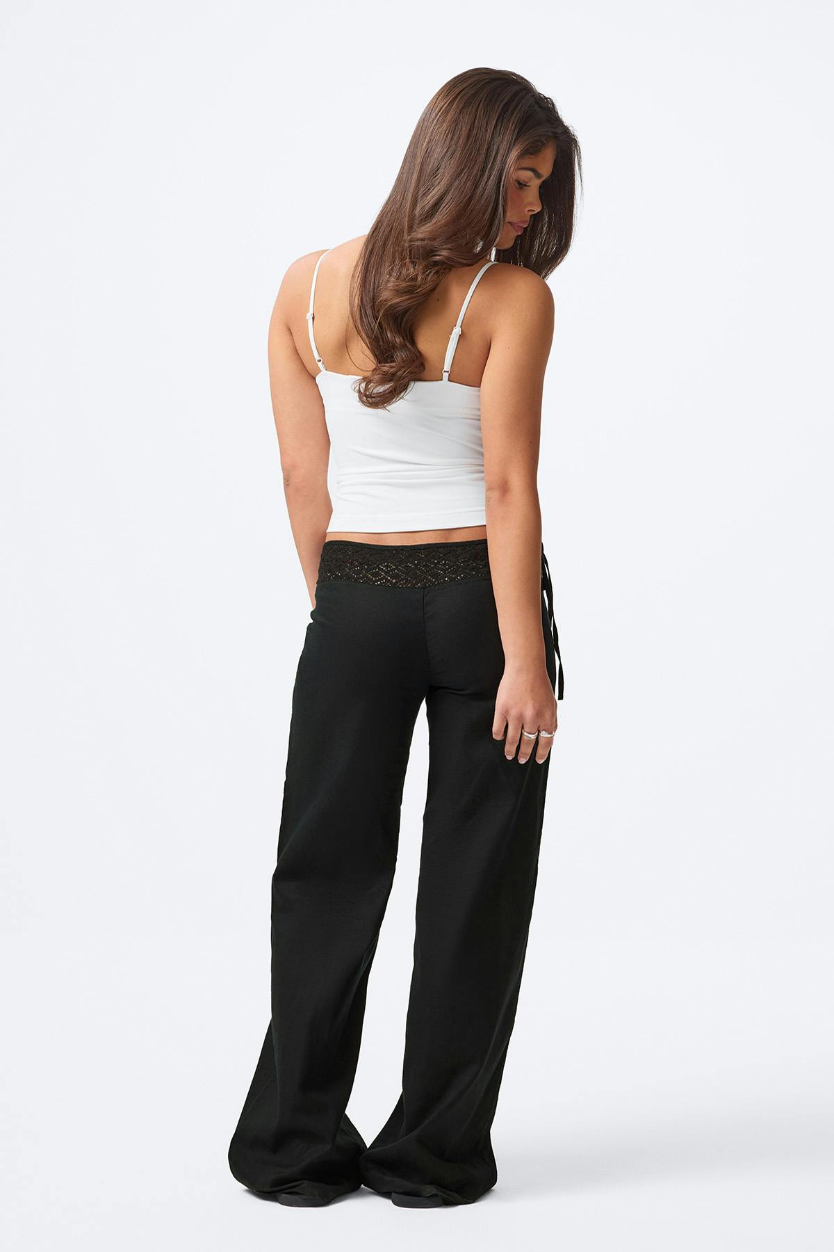 14+ linen blend trousers - Noir