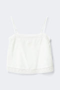 14+ crochet linen blend top - Blanc
