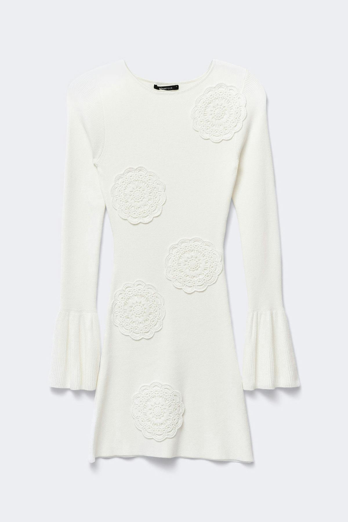Flower knitted dress - Blanc cassé