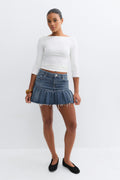 Ruffle babe denim skirt - Mid blue