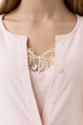 Y 2 in 1 lace rib cardigan - Ballet slipper