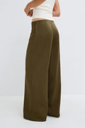 Glow straight satin trousers - Noir