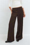 Glow straight satin trousers - Khaki green