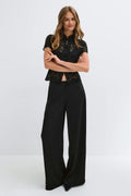 Glow straight satin trousers - Noir