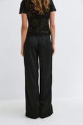 Glow straight satin trousers - Noir