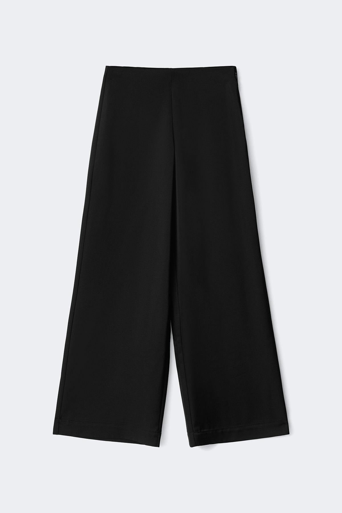 Glow straight satin trousers - Noir