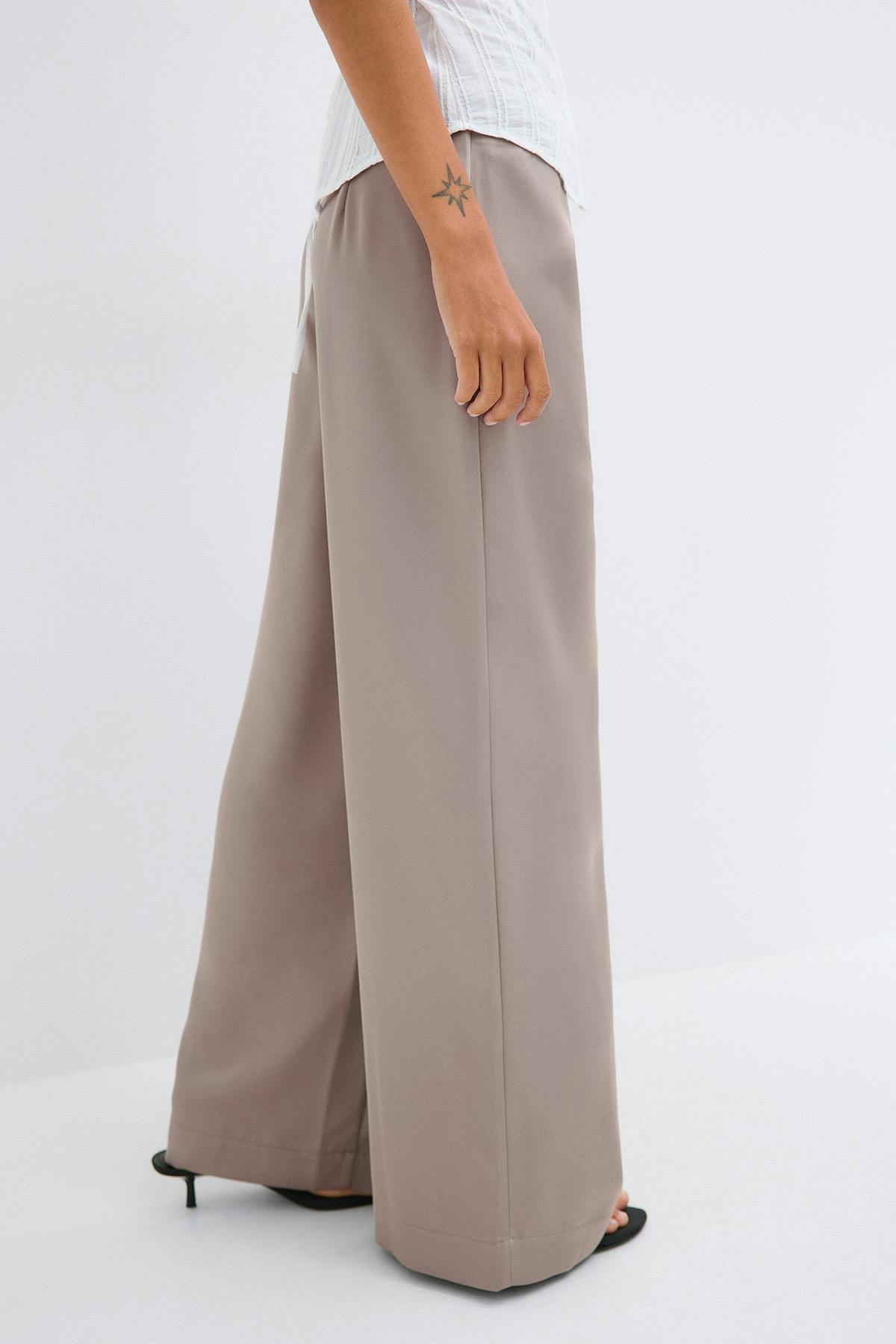Glow straight satin trousers - Marron