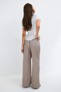 Glow straight satin trousers - Marron