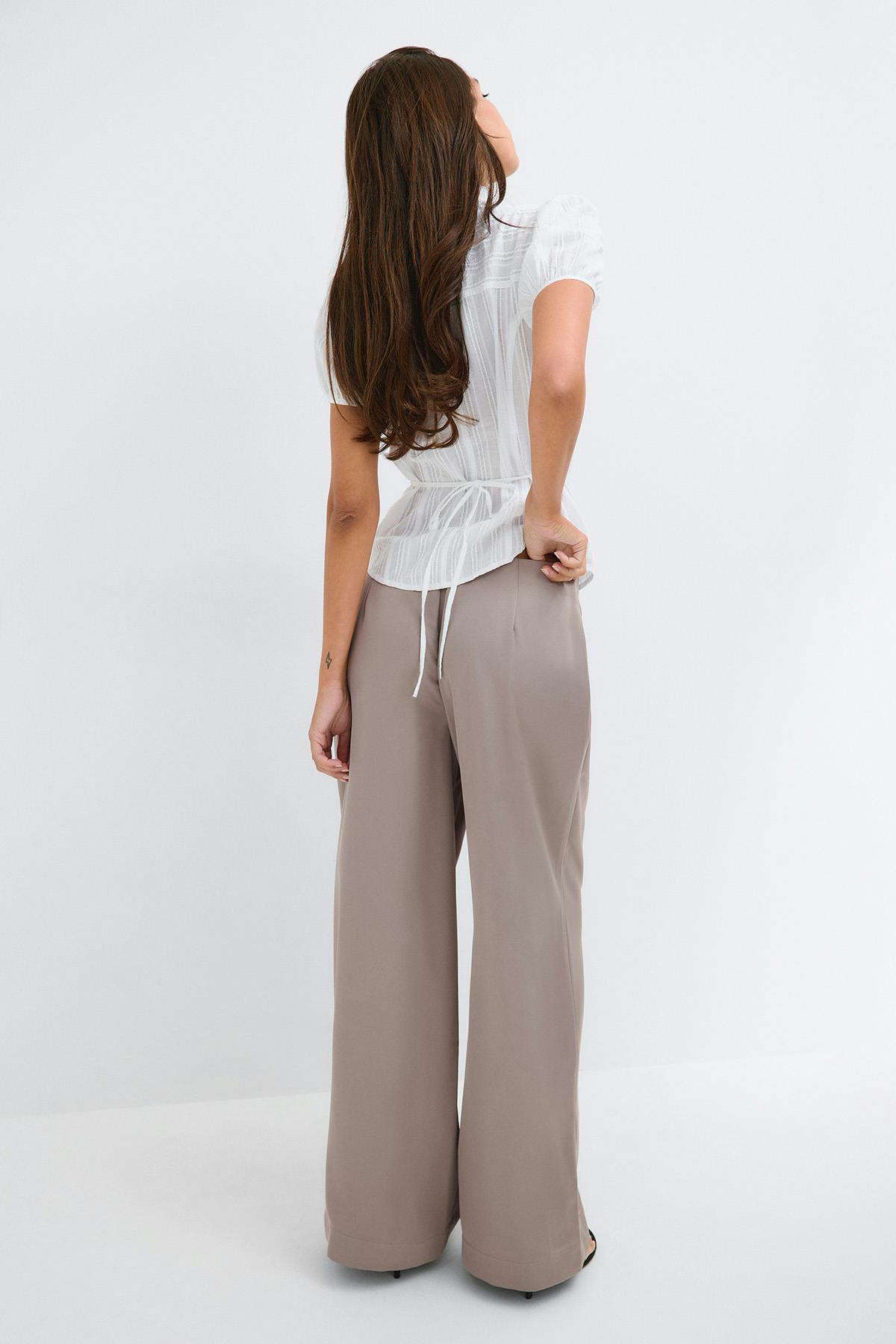 Glow straight satin trousers - Marron