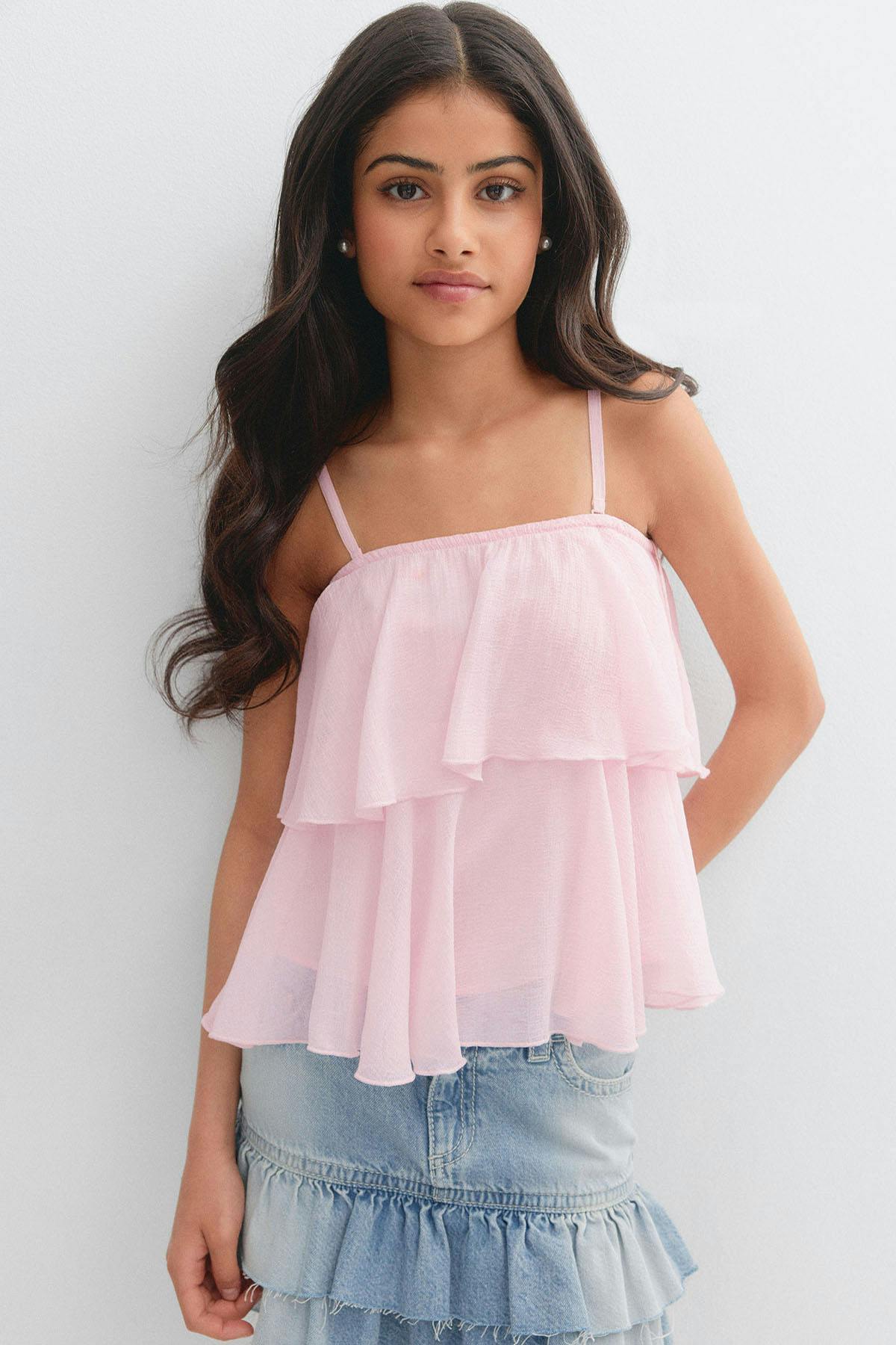 Y strap frill top - Ballet slipper