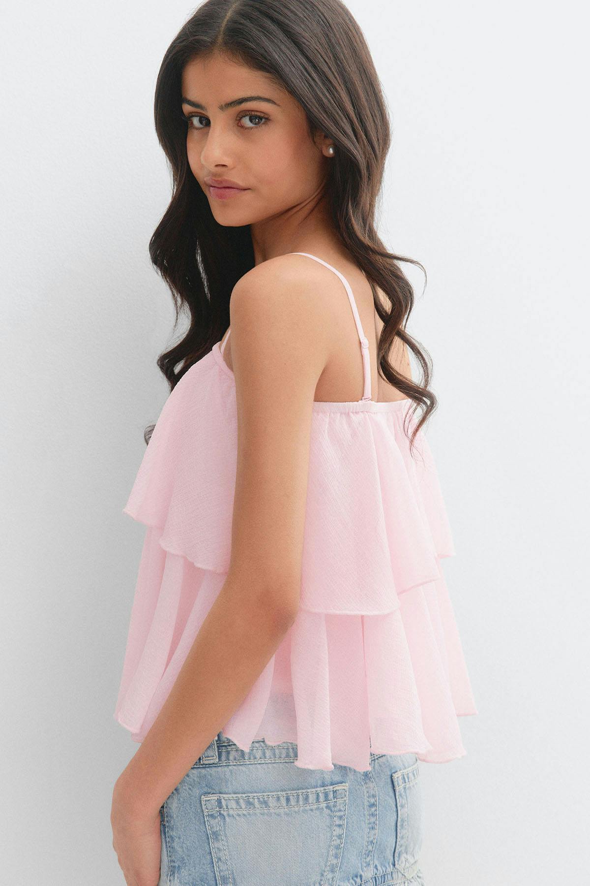 Y strap frill top - Ballet slipper