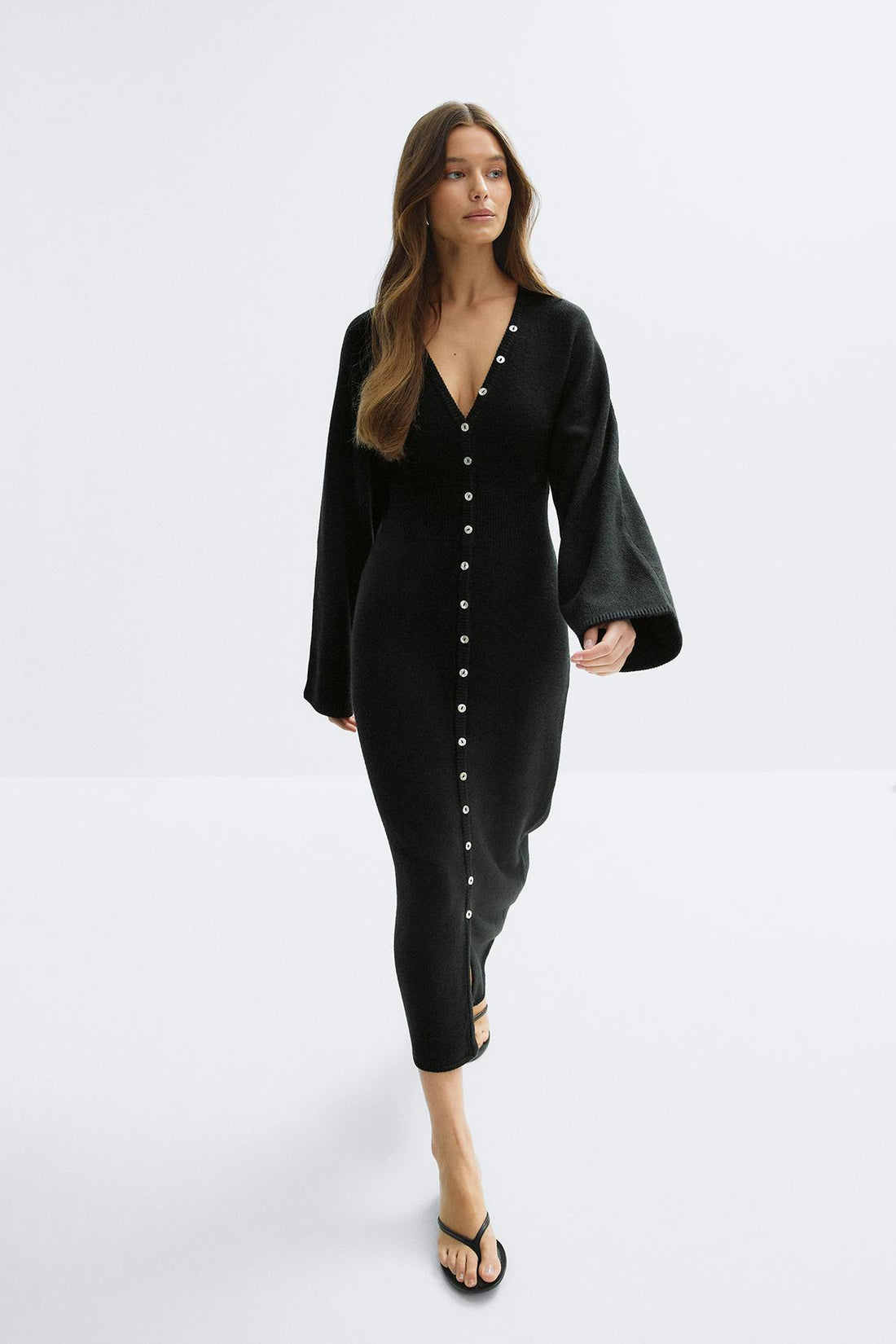 Fitted knitted dress - Noir
