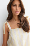 Poplin pyjamas singlet - Pink stripe
