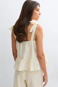 Poplin pyjamas singlet - Pink stripe
