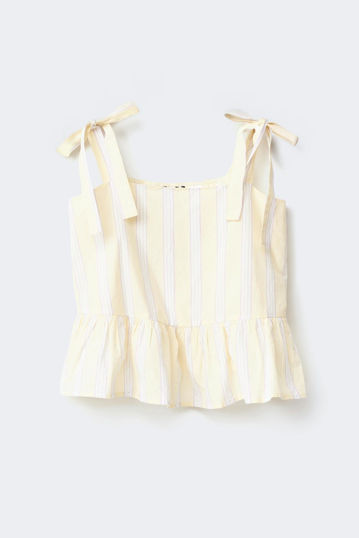 Poplin pyjamas singlet - Yellow stripe