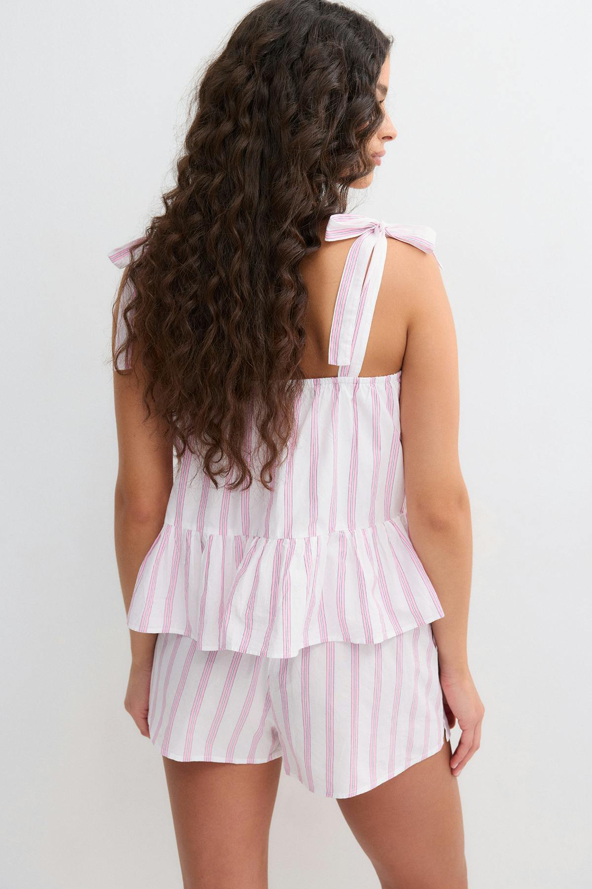 Poplin pyjamas singlet - Pink stripe
